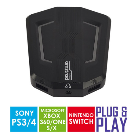 Amstrad SWITCH007 Convertisseur plug & play clavier, souris & casques pour consoles: PS3/4 - XBOX 360/ONE/S/X - SWITCH