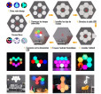 Pack de 6 lampes hexagonales LED tactiles 6 Led RGB - Contrôle par télécommande - Alimentation USB - Interconnectables