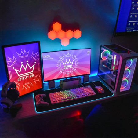 Pack de 6 lampes hexagonales LED tactiles 6 Led RGB - Contrôle par télécommande - Alimentation USB - Interconnectables