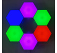 Pack de 6 lampes hexagonales LED tactiles 6 Led RGB - Contrôle par télécommande - Alimentation USB - Interconnectables