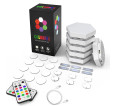 Pack de 6 lampes hexagonales LED tactiles 6 Led RGB - Contrôle par télécommande - Alimentation USB - Interconnectables