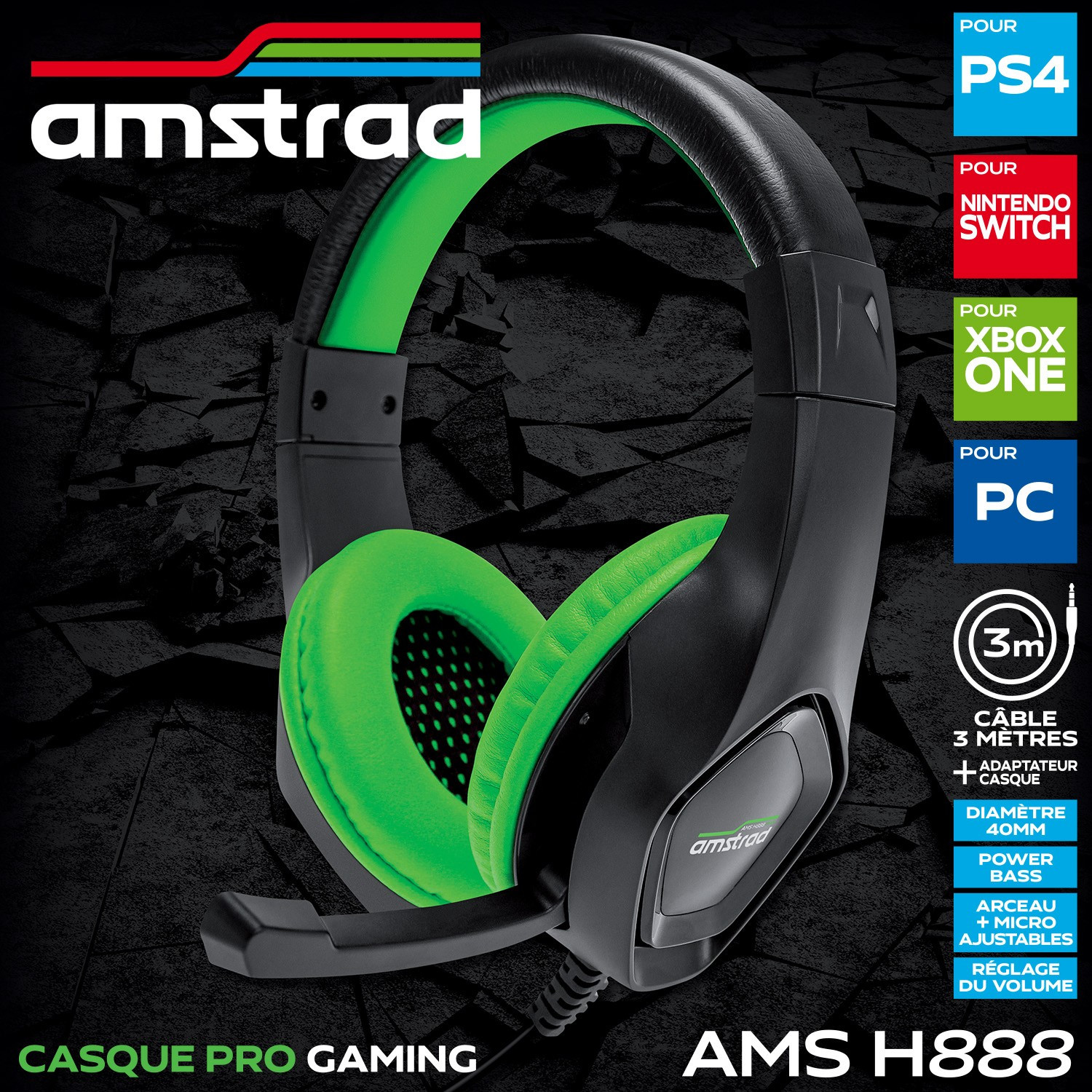 Casque AMSTRAD AMS-H888-GREEN — vue alternative