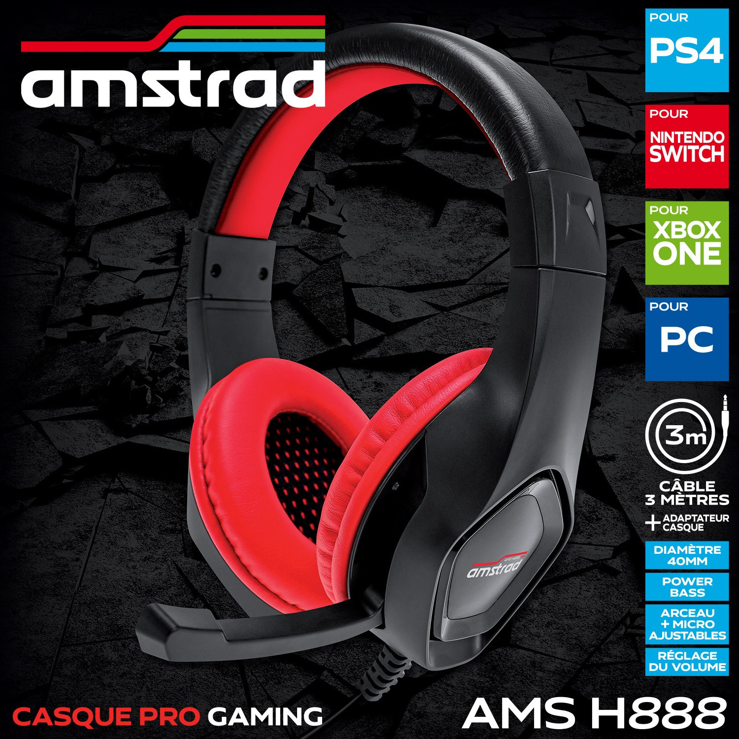 Casque AMSTRAD AMS-H888-RED — vue alternative