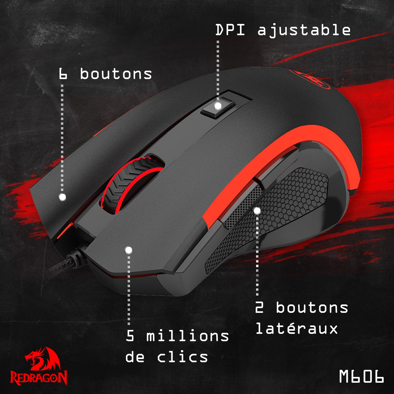 Souris Redragon NOTHOSAUR — vue alternative