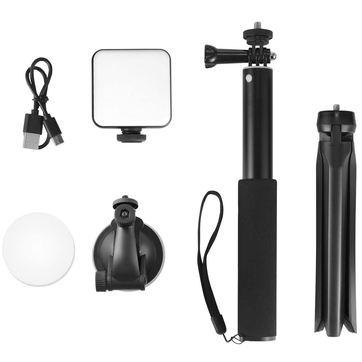W64 Kit d'éclairage de vidéoconférence avec trépied - Autonome sur batterie - Couleur du blanc ajustable - Ajustable 38cm à 1m