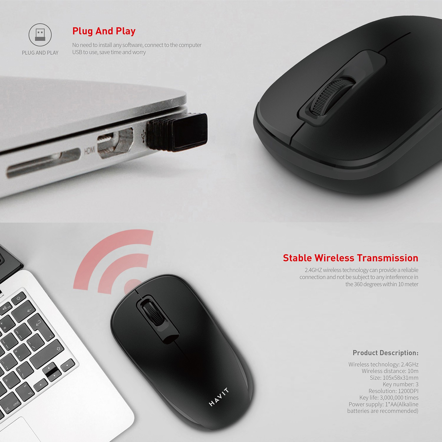 Souris HAVIT MS626GT-ROUGE — image 5
