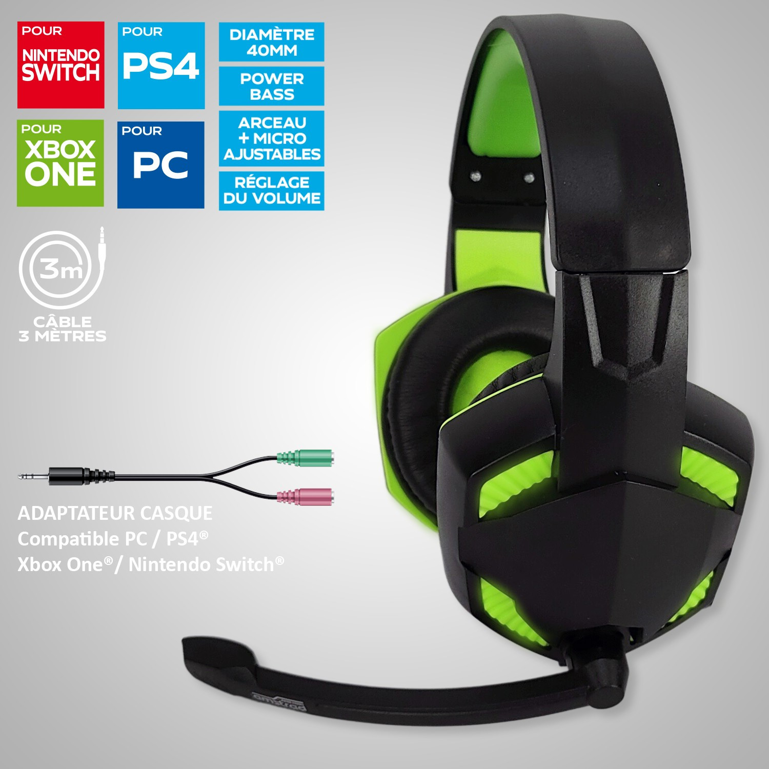 Casque AMSTRAD H555-VERT — image 3